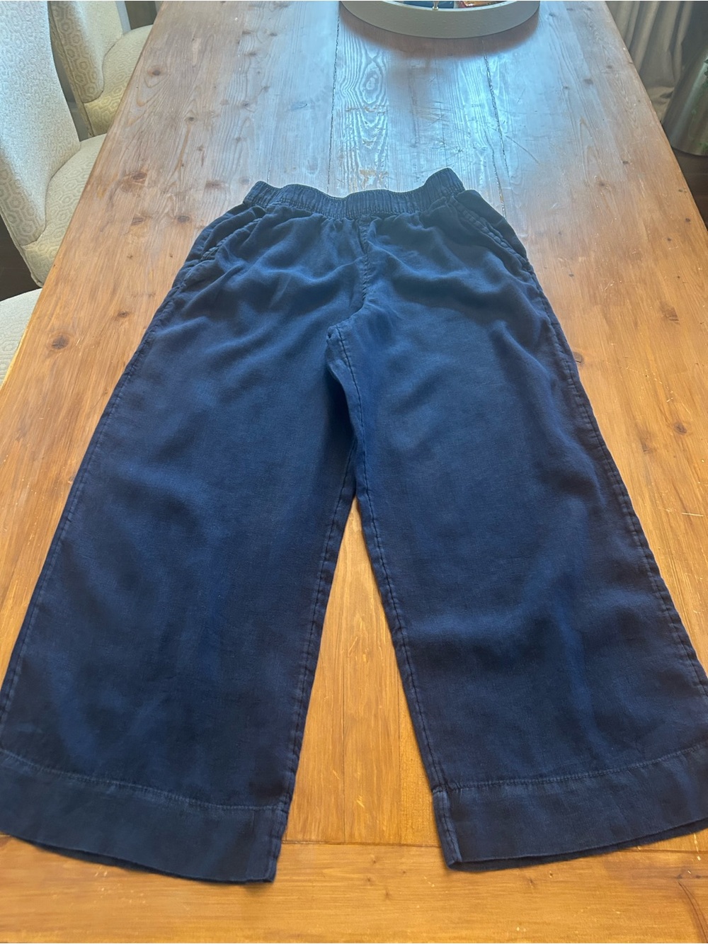 Tahari Navy Wide-Leg Pull-On Pants